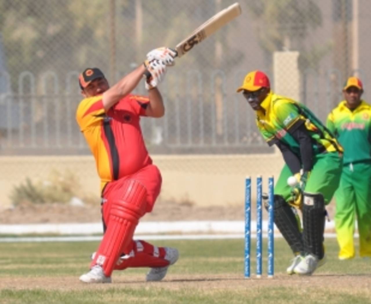 Shakeel Hassan is bowled by Patrick Haines, Germany v Vanuatu, WCL Division 8 Semi-Final, Kuwait City, November 11 2010