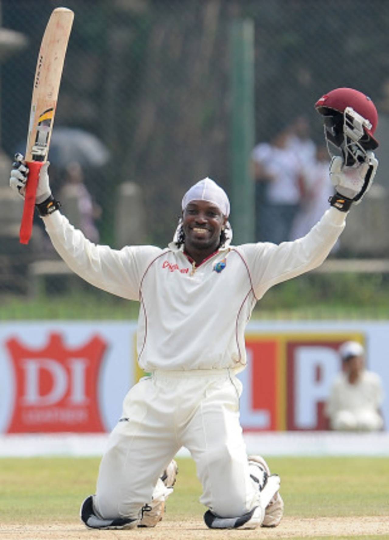 Chris Gayle celebrates after reaching his triple-century, Sri Lanka v West Indies, 1st Test, Galle, 2nd day, November 16, 2010
