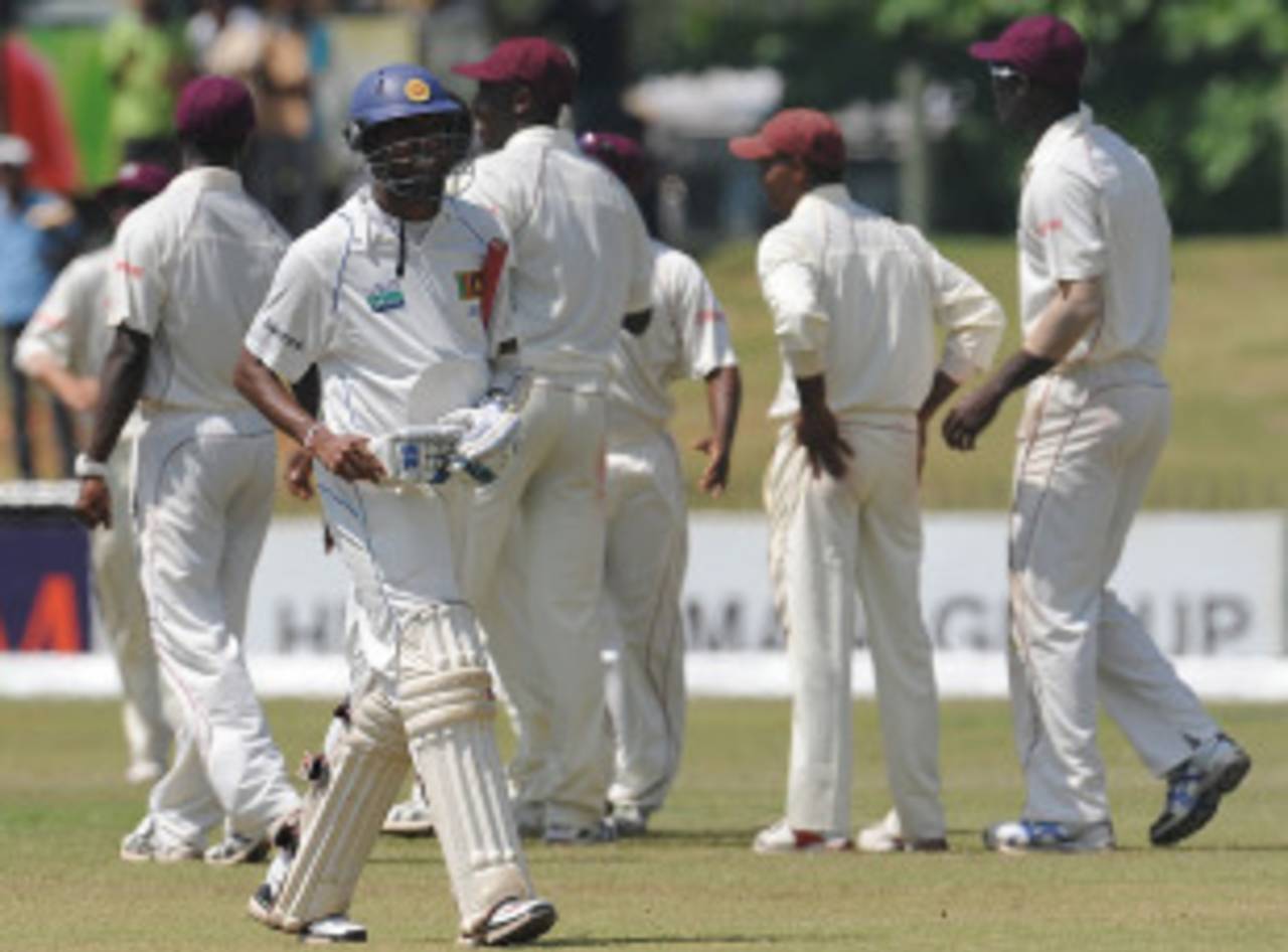 Thilan Samaraweera walks back after being run out for 52, Sri Lanka v West Indies, 1st Test, Galle, 4th day, November 18, 2010