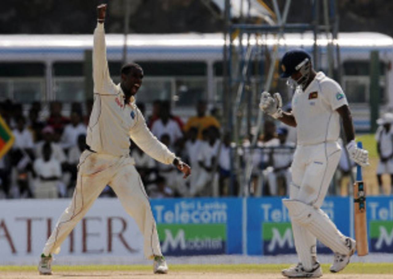Shane Shillingford celebrates after dismissing Prasanna Jayawardene, Sri Lanka v West Indies, 1st Test, Galle, 4th day, November 18, 2010