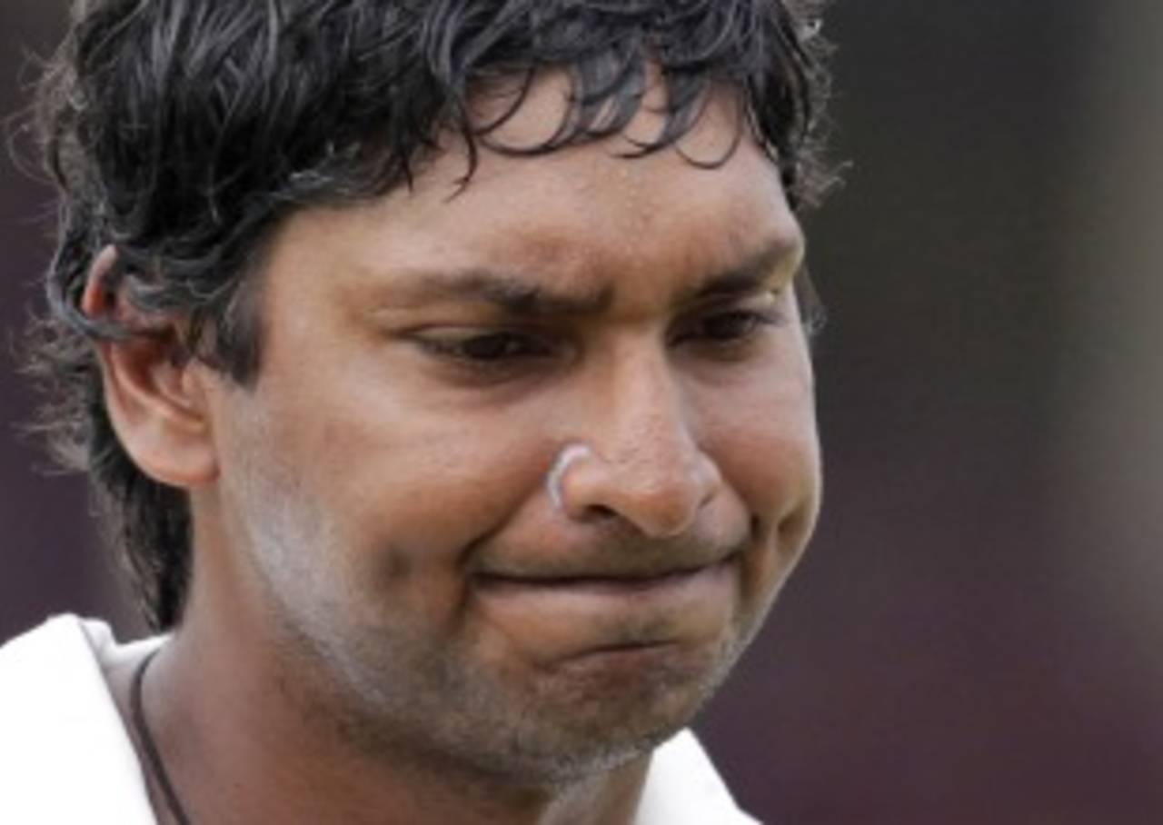 Kumar Sangakkara was dismissed for 4, Sri Lanka v West Indies, 1st Test, Galle, 5th day, November 19, 2010