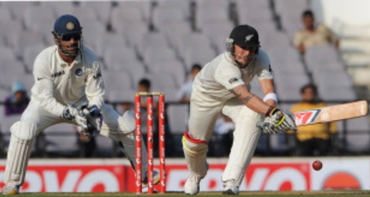 Brendon McCullum was unbeaten on 34 at the end of the first day, India v New Zealand, 3rd Test, Nagpur, 1st day, November 20, 2010