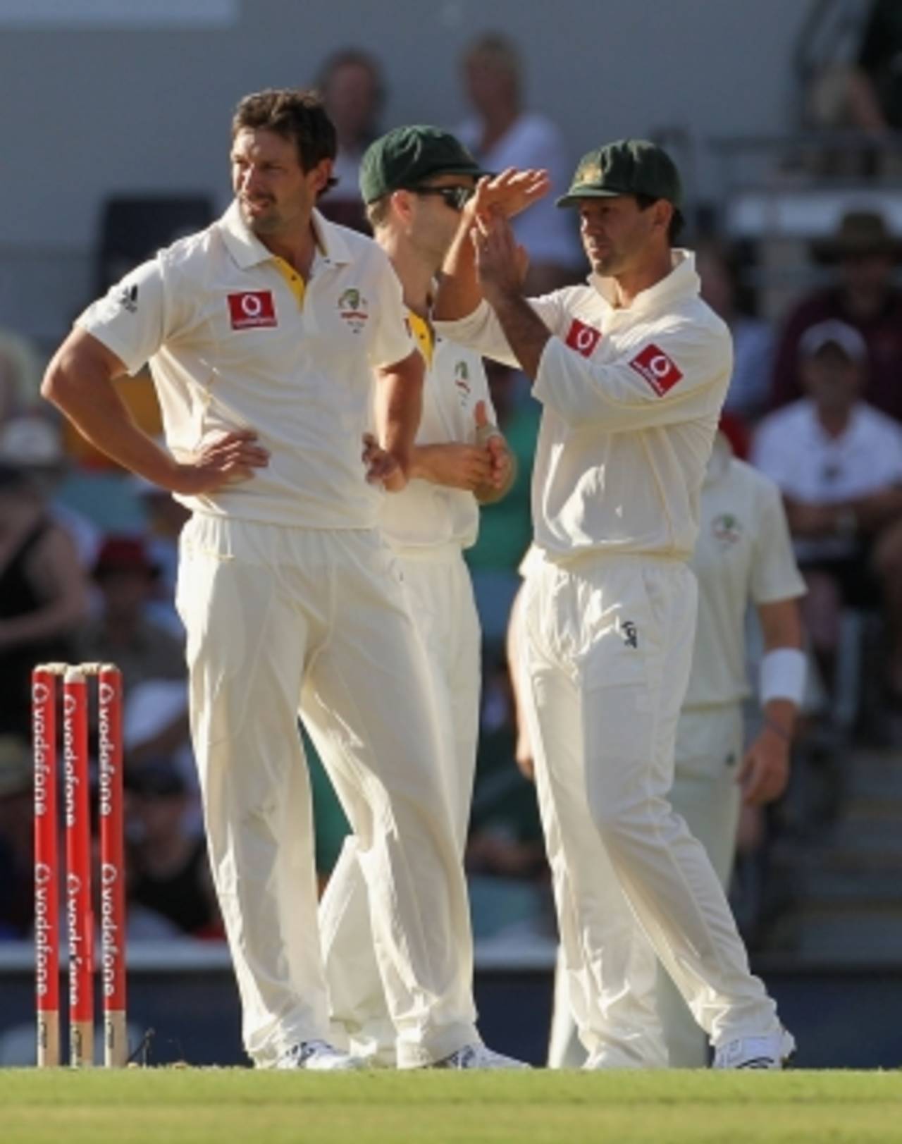 Ricky Ponting refers a decision after Aleem Dar turned down an lbw appeal, Australia v England, 1st Test, Brisbane, 3rd day, November 27, 2010