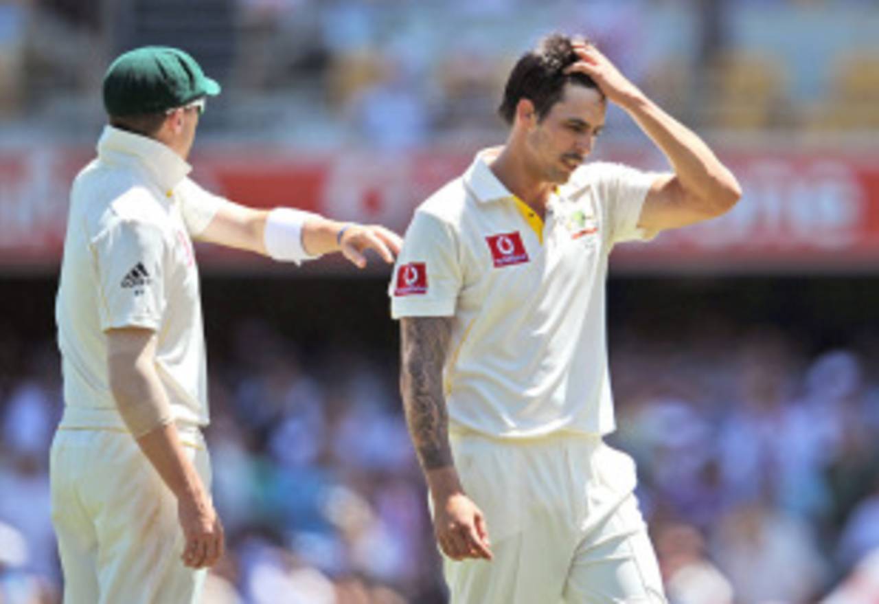Mitchell Johnson may have struggled at the Gabba but Australia coach Tim Nielsen says it is important to "get him back up and going&nbsp;&nbsp;&bull;&nbsp;&nbsp;Getty Images