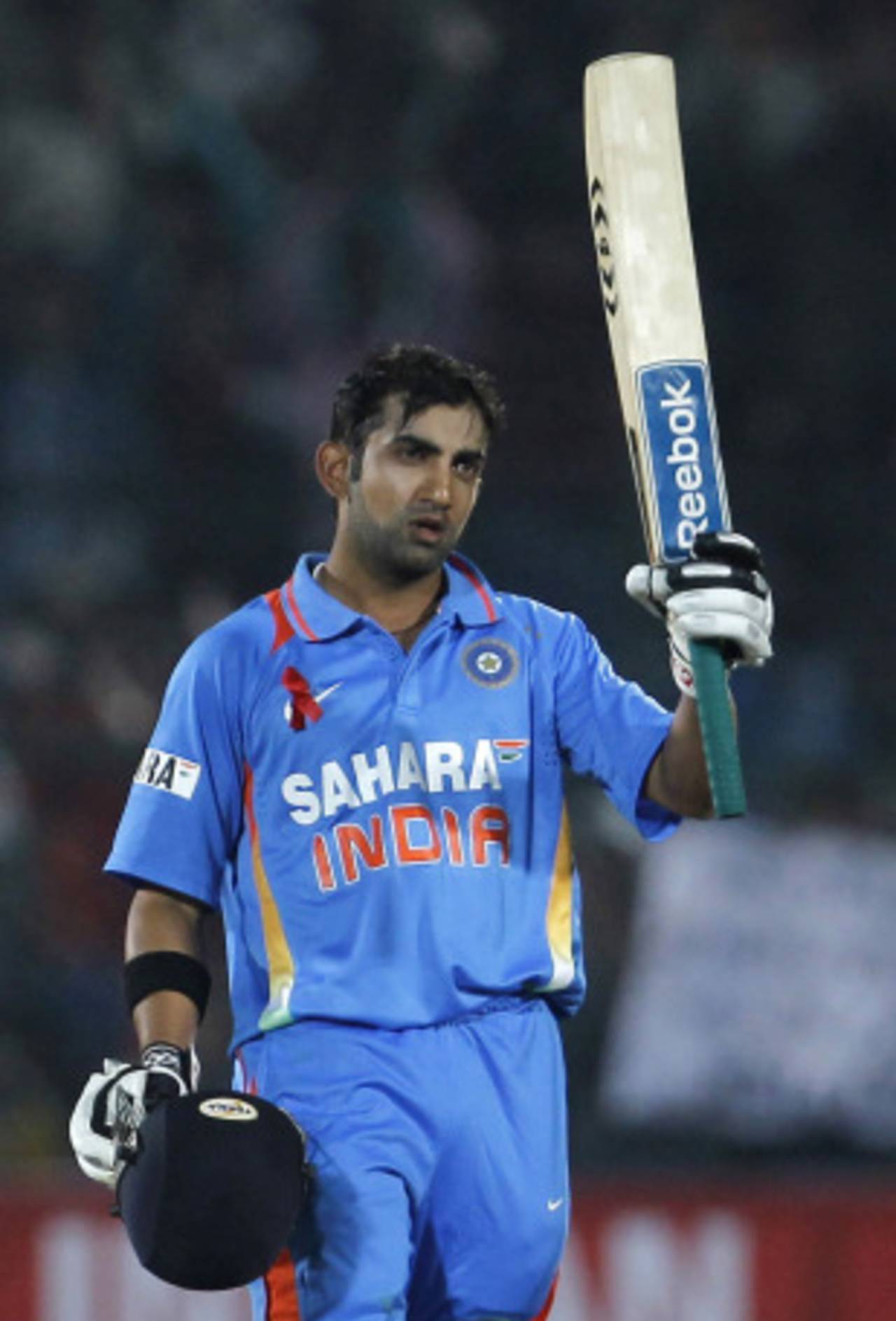 Gautam Gambhir celebrates his century, India v New Zealand, 2nd ODI, Jaipur, December 1, 2010