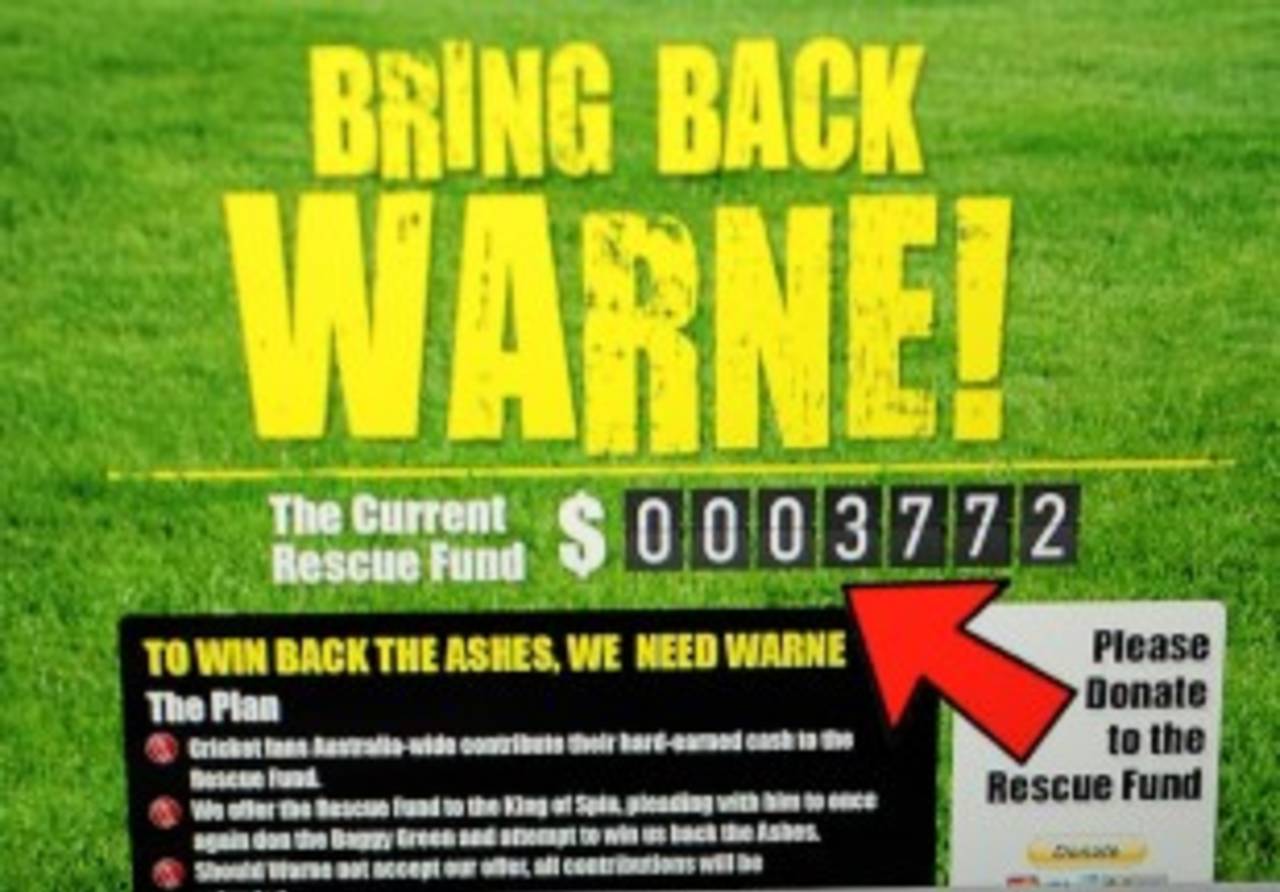 There's a campaign to bring Shane Warne out of retirement to revive Australia, Ashes 2010-11