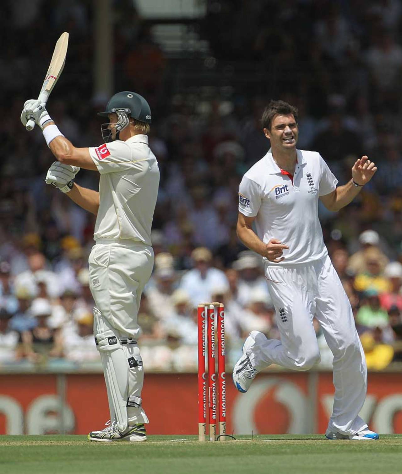 Shane Watson was saved by a review in the first over, Australia v England, 3rd Test, Perth, 1st day, December 16, 2010