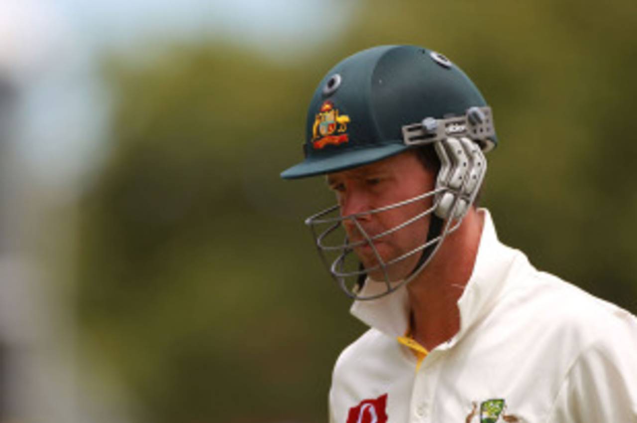Ricky Ponting had plenty on his mind after falling for another low score, Australia v England, 3rd Test, Perth, 1st day, December 16, 2010