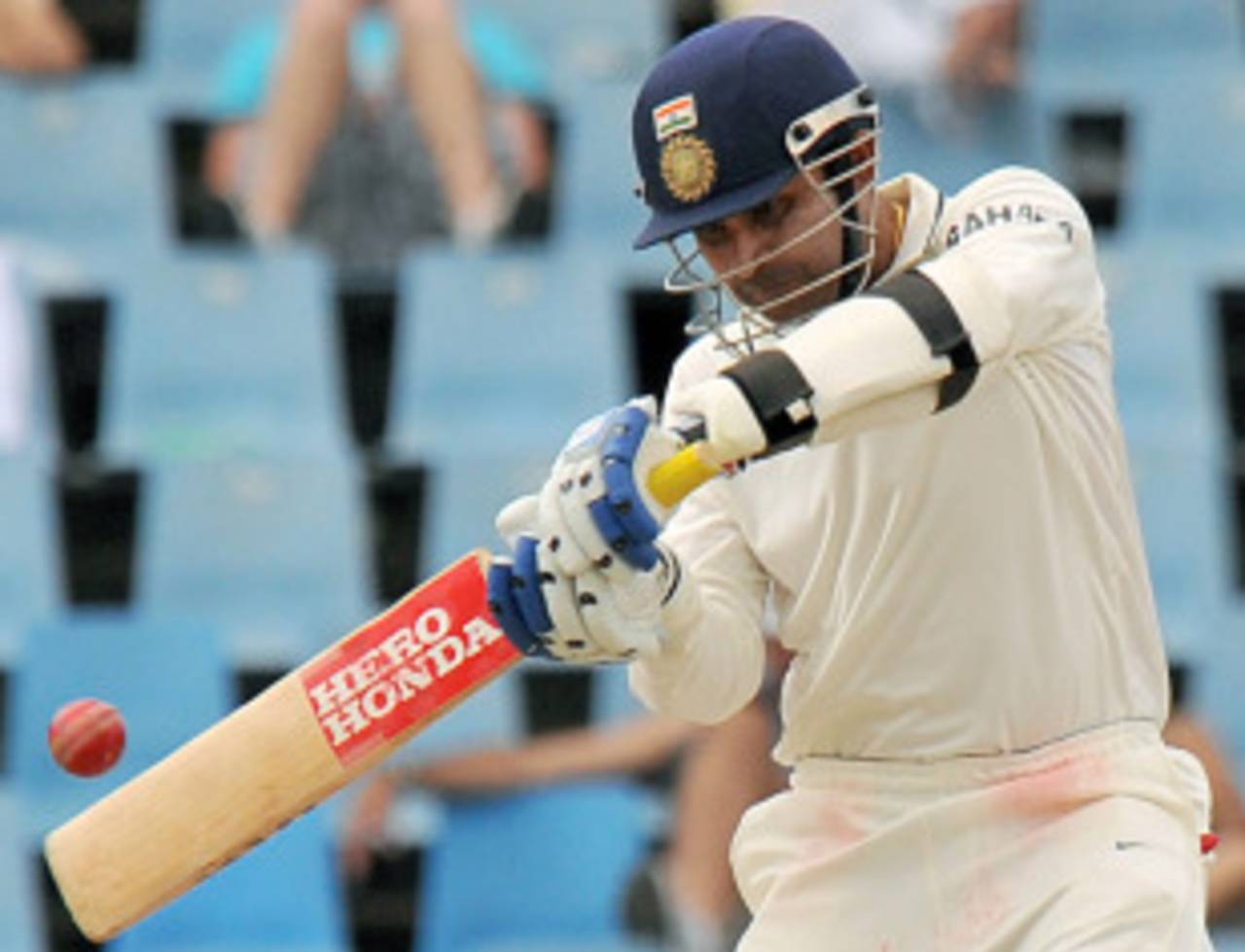 Virender Sehwag carves the ball through the off side, South Africa v India, 1st Test, Centurion, 3rd day, December 18, 2010 