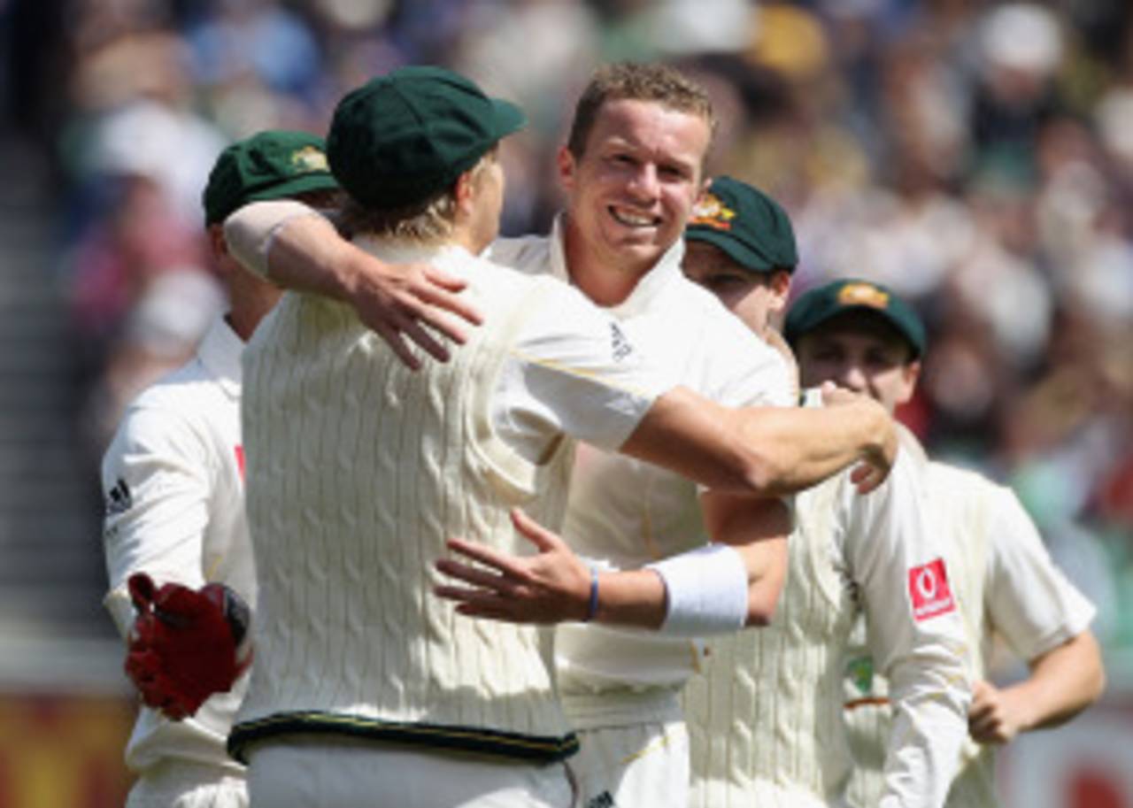 Peter Siddle broke through early in the day when he removed Alastair Cook, Australia v England, 4th Test, Melbourne, 2nd day, December 27, 2010 