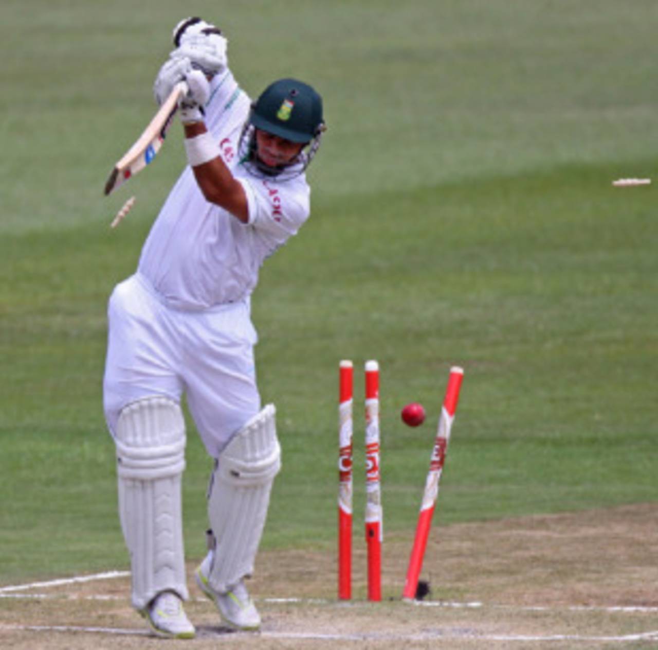 Ashwell Prince is cleaned up by Zaheer Khan, South Africa v India, 2nd Test, Durban, 2nd day, December 27, 2010 
