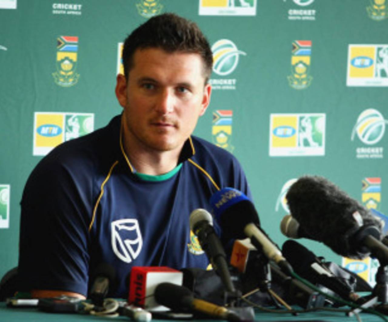 Graeme Smith speaks at a press conference ahead of the ODI series against India, Durban, January 11, 2011