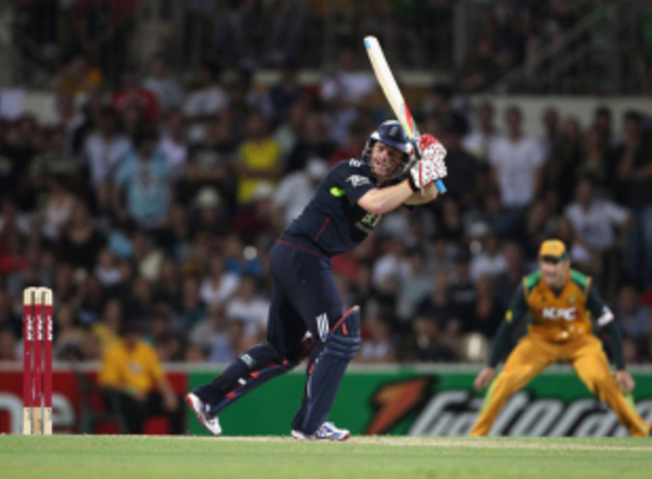 Eoin Morgan top-scored with 43 in England's one-wicket win, Australia v England, 1st Twenty20, Adelaide, January 12, 2011