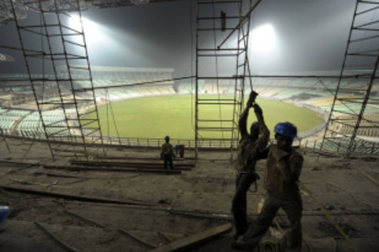 Work continues at Eden Gardens after it had a World Cup match taken away from it, Kolkata, January 27, 2011