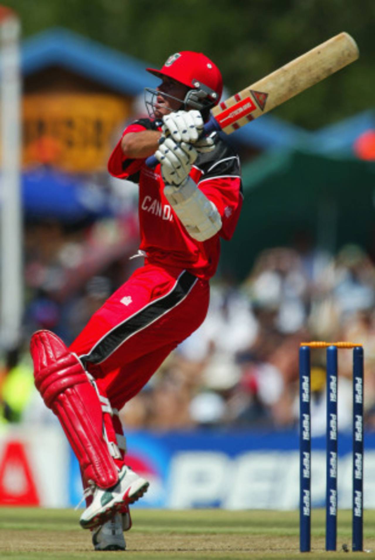 John Davison hooks on his way to a 111, Canada v West Indies, Pool B, World Cup, Centurion, February 23, 2003
