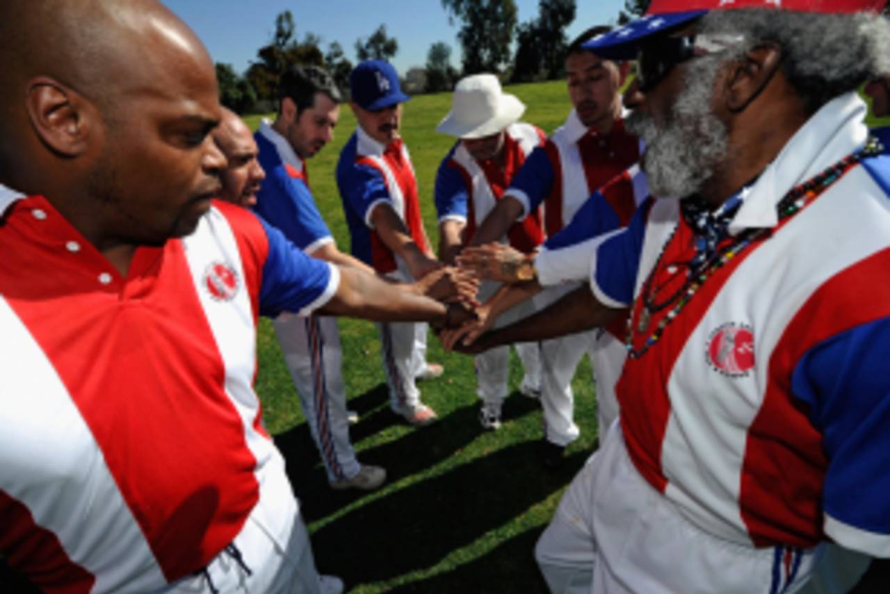 Members of the Homies and Popz cricket team at a practice session before their Australian tour, Los Angeles, January 28, 2010