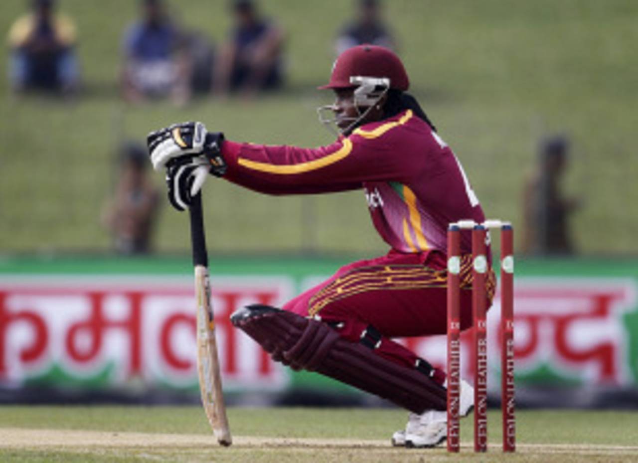 Chris Gayle made only four runs before he was dismissed, Sri Lanka v West Indies, 1st ODI, SSC, Colombo, January 31, 2011