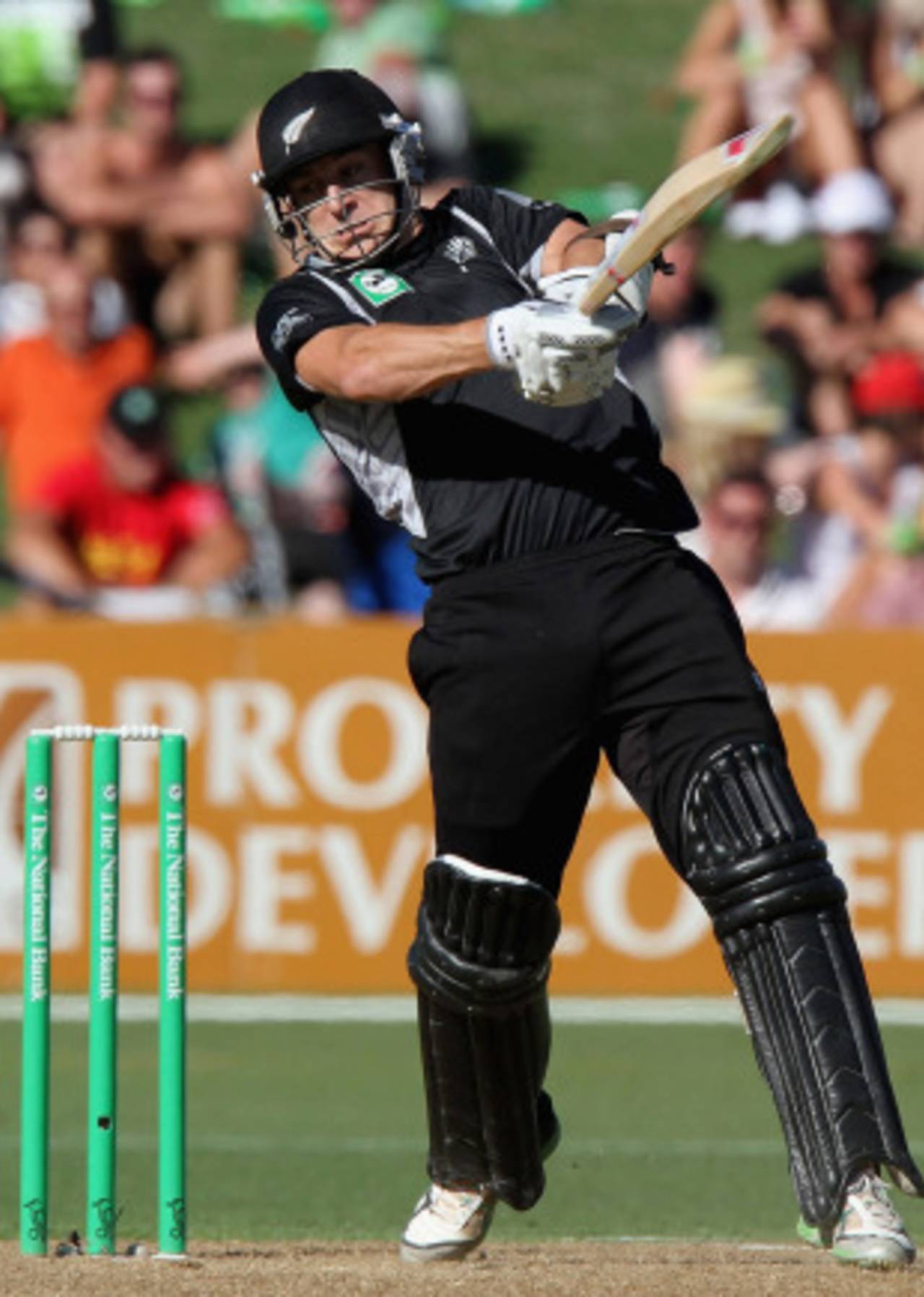 Nathan McCullum forces one through the off side, New Zealand v Pakistan, 4th ODI, Napier, February 1, 2011