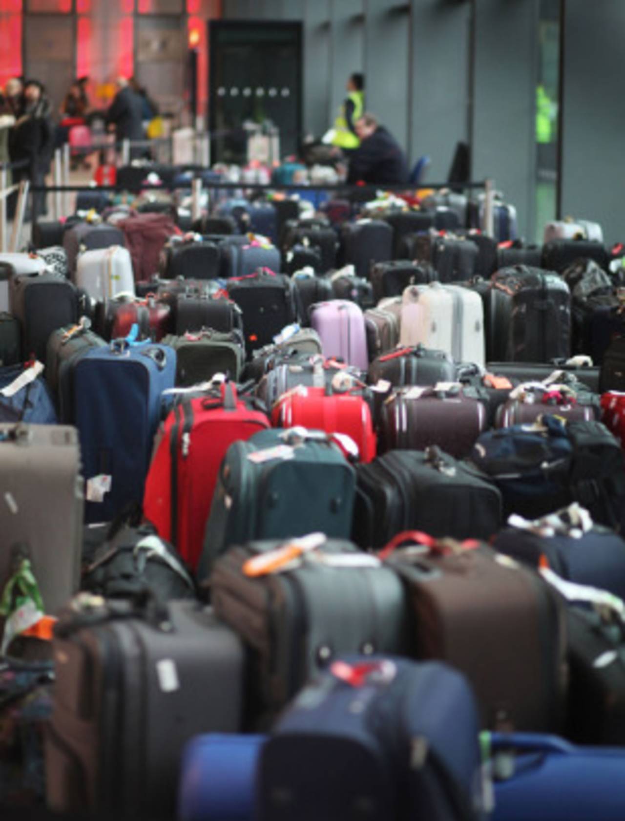 Passengers baggage piles up in the Heathrow departure lounge, London, December 21, 2010