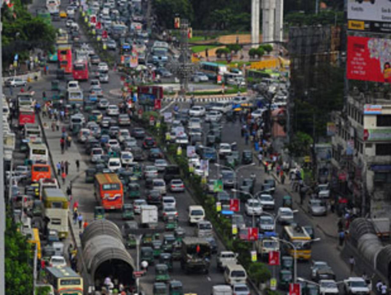 Dhaka is known for its chaotic traffic, Dhaka, July 22, 2010