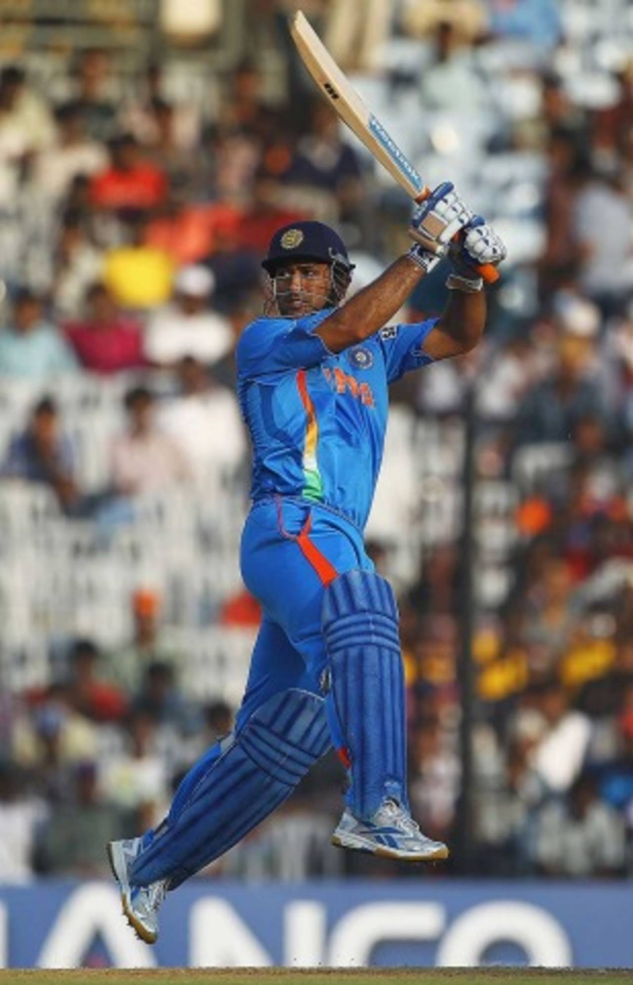 MS Dhoni blazes one over point, India v New Zealand, World Cup 2011 warm-up, Chennai, February 16, 2011