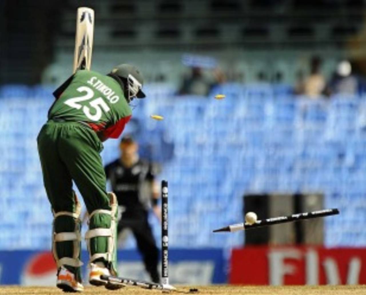 Steve Tikolo's stumps go for a toss, Kenya v New Zealand, Group A, World Cup 2011, Chennai, February 20, 2011