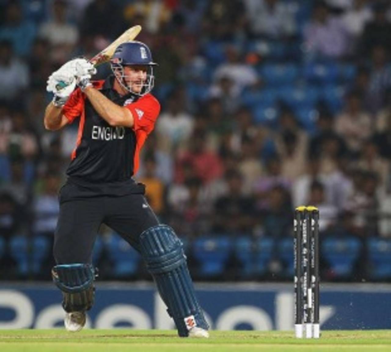 Andrew Strauss cracks one square of the wicket, England v Netherlands, Group B, World Cup, Nagpur, February 22, 2011