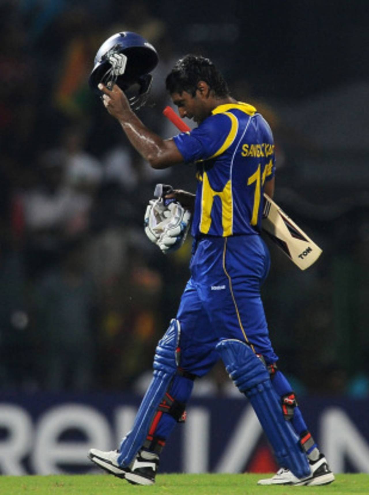 Kumar Sangakkara walks off after being dismissed on 49, Sri Lanka v Pakistan, World Cup, Group A, Colombo, February 26, 2011
