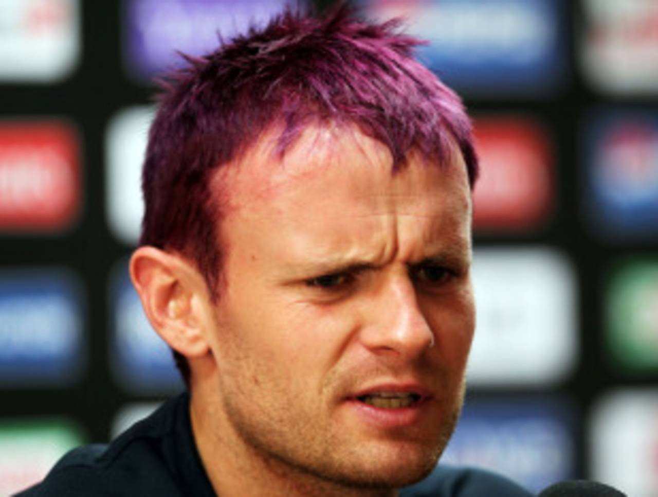 William Porterfield sports a colourful hairstyle ahead of the England game, World Cup 2011, Bangalore, March 1, 2011