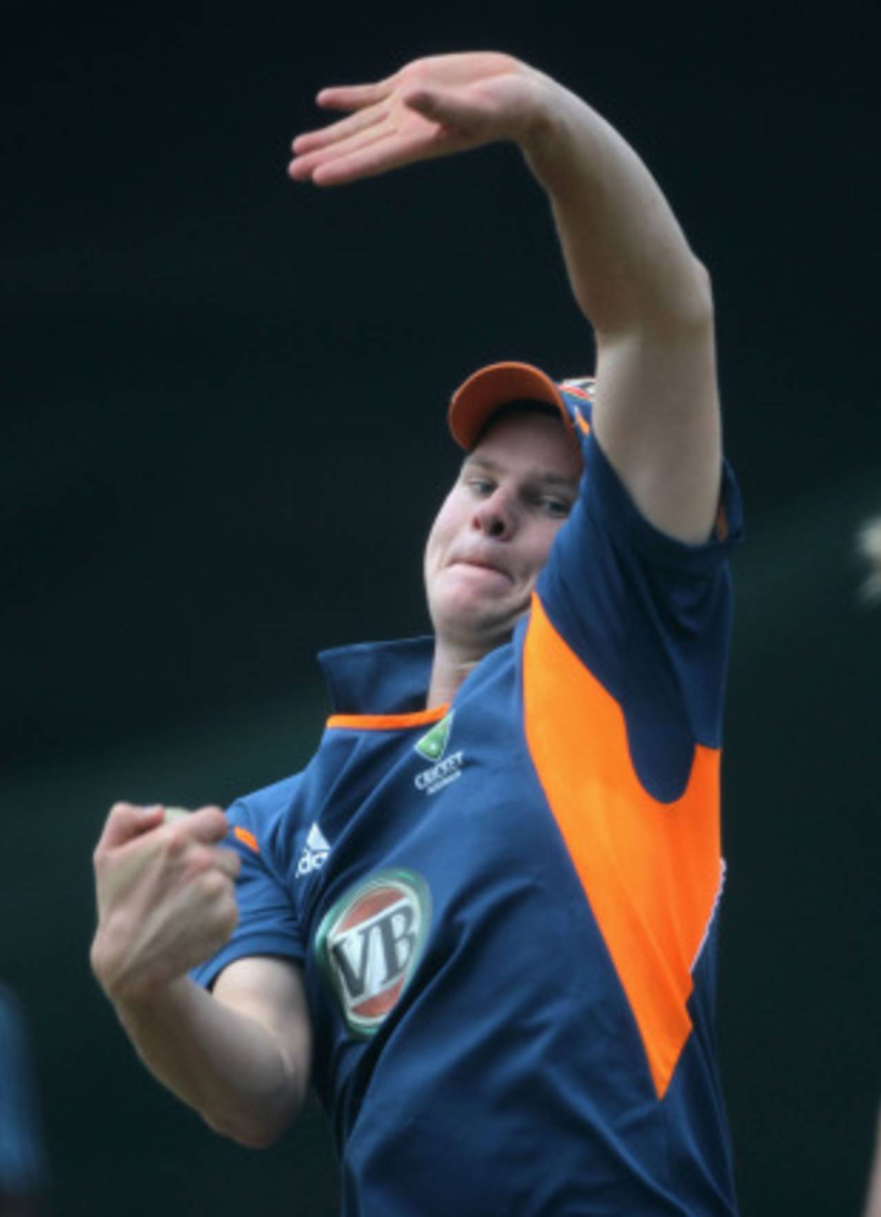 Steven Smith bowls during Australia's training session, Colombo, March 4, 2011