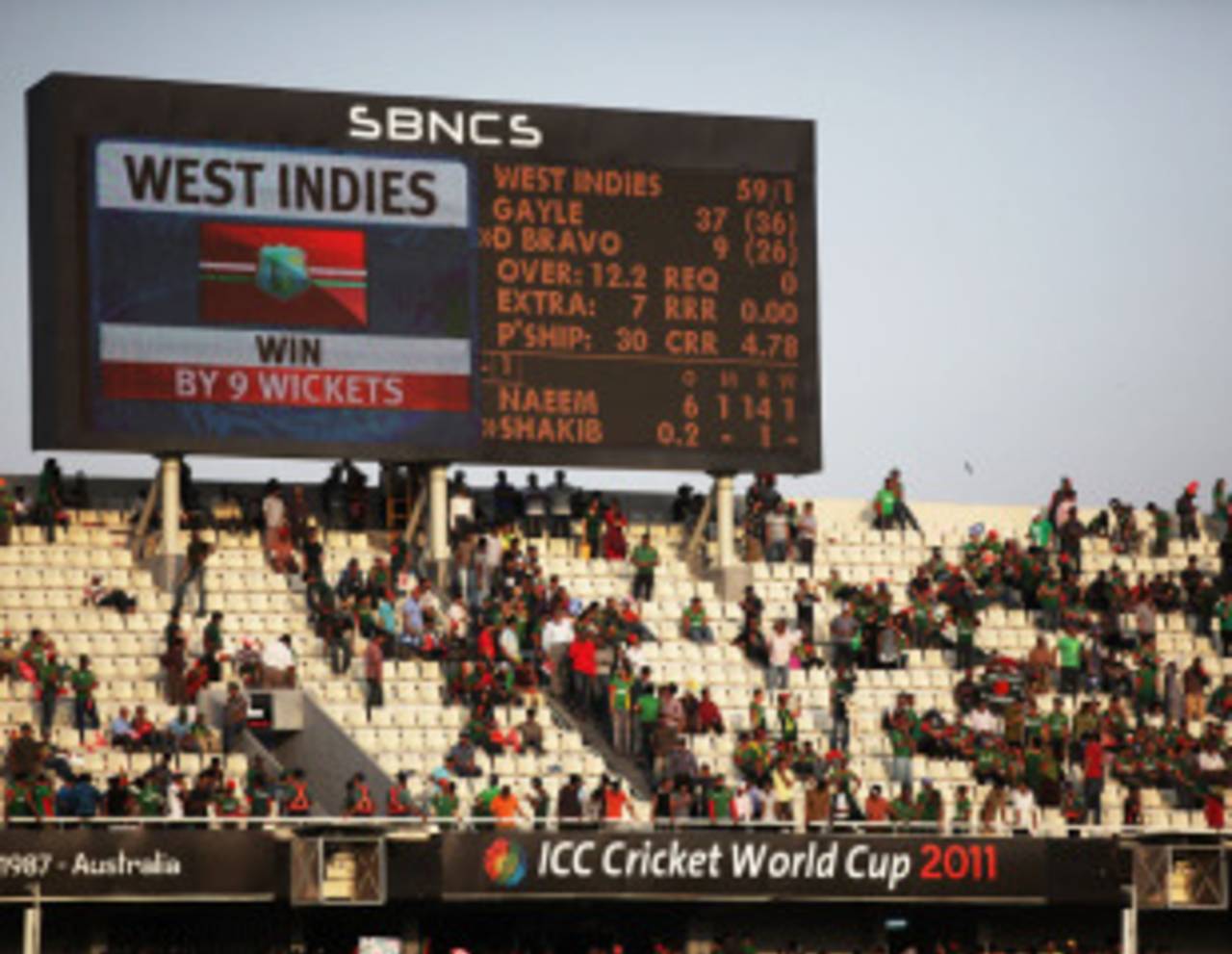 The Mirpur crowd were not too pleased with Bangladesh's poor showing, Bangladesh v West Indies, Group B, World Cup 2011, Mirpur, March 4, 2011
