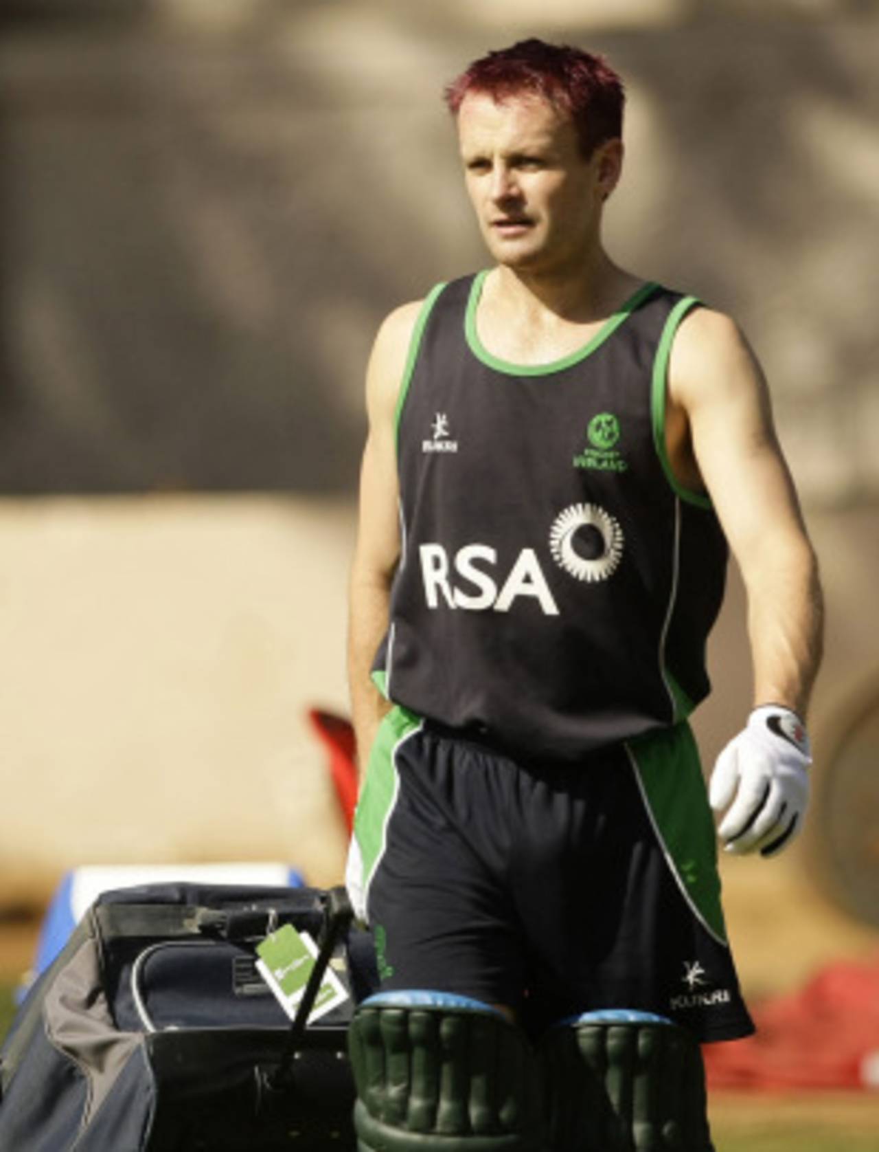 William Porterfield arrives for practice ahead of Ireland's World Cup match against India, Bangalore, March 5, 2011