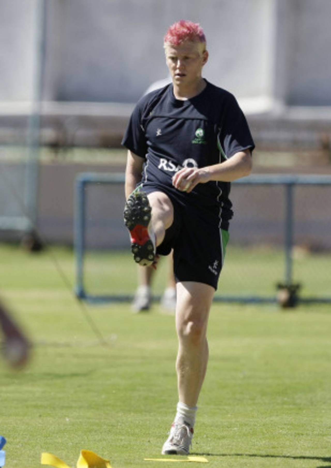 Kevin O'Brien warms up during Ireland's training session, Bangalore, March 5, 2011