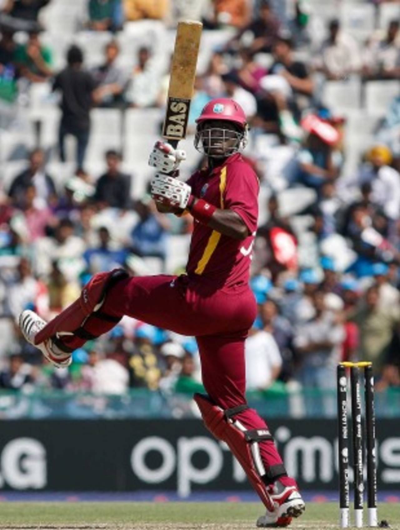 Darren Sammy top-edges a catch to fine leg, Ireland v West Indies, Group B, World Cup, Mohali, March 11, 2011