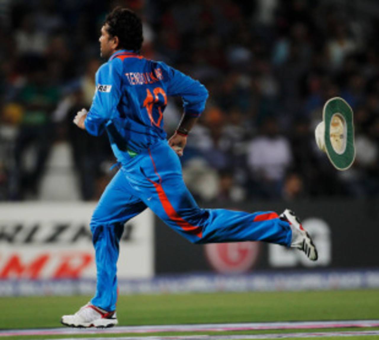 Sachin Tendulkar chases the ball in the field, India v South Africa, Group B, World Cup, Nagpur, March 12, 2011