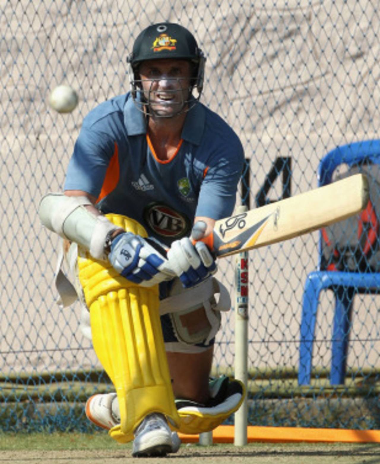 Michael Hussey had a bat in the nets, Bangalore, March 15, 2011