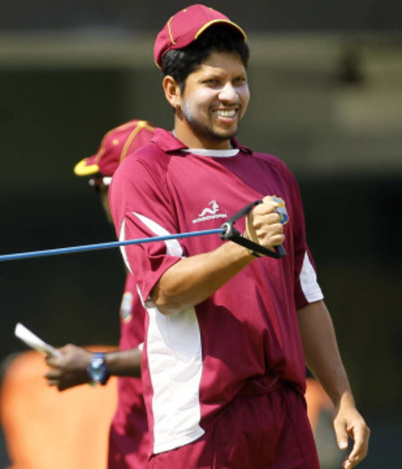 Ramnaresh Sarwan warms up at West Indies' training session, Chennai, March 16, 2011
