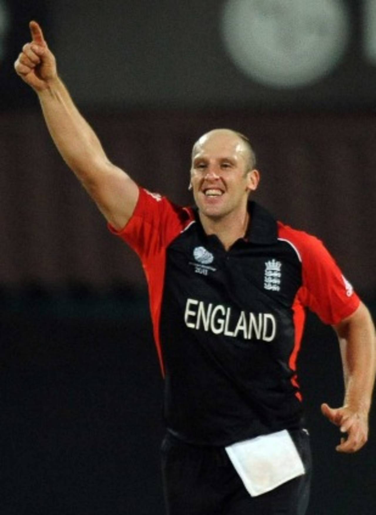 James Tredwell celebrates one of his early breakthroughs, England v West Indies, World Cup, Group B, March 17, 2011