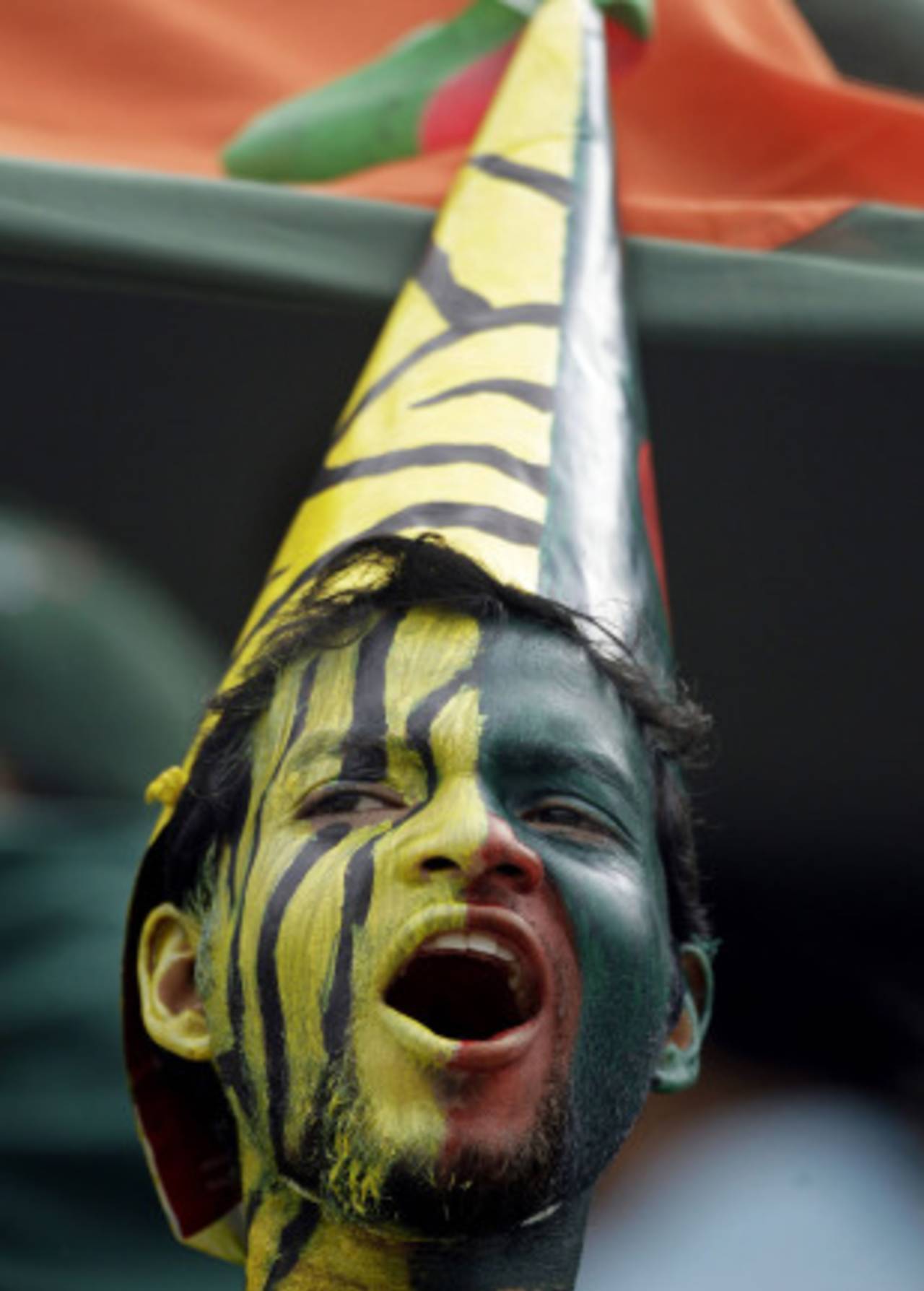 A Bangladesh fan cheers his team on, Bangladesh v South Africa, Group B, World Cup 2011, Mirpur, March 19, 2011