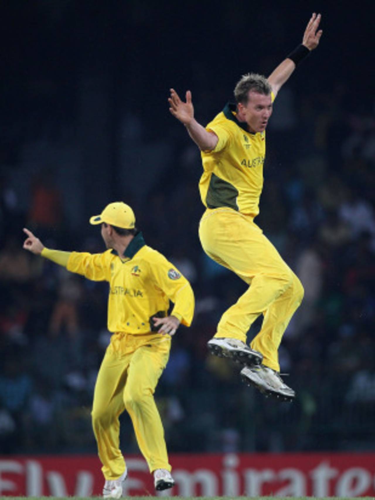 Brett Lee enjoys another wicket, Australia v Pakistan, Group A, World Cup 2011, Colombo, March 19, 2011