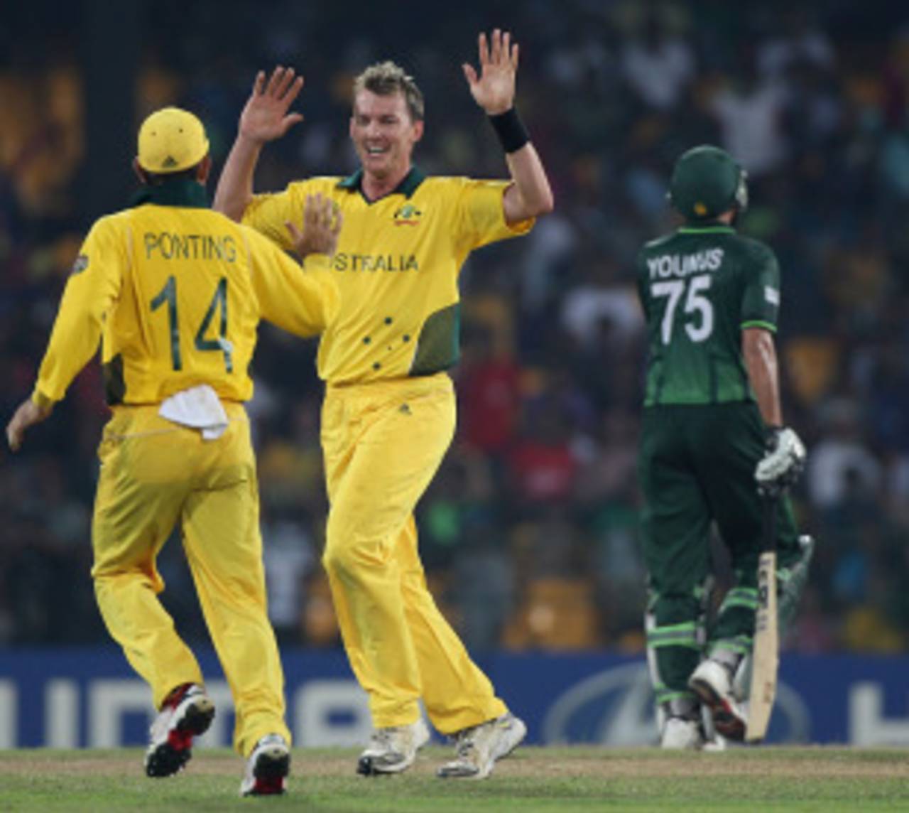 Brett Lee returned with the old ball to remove Younis Khan, Australia v Pakistan, Group A, World Cup 2011, Colombo, March 19, 2011