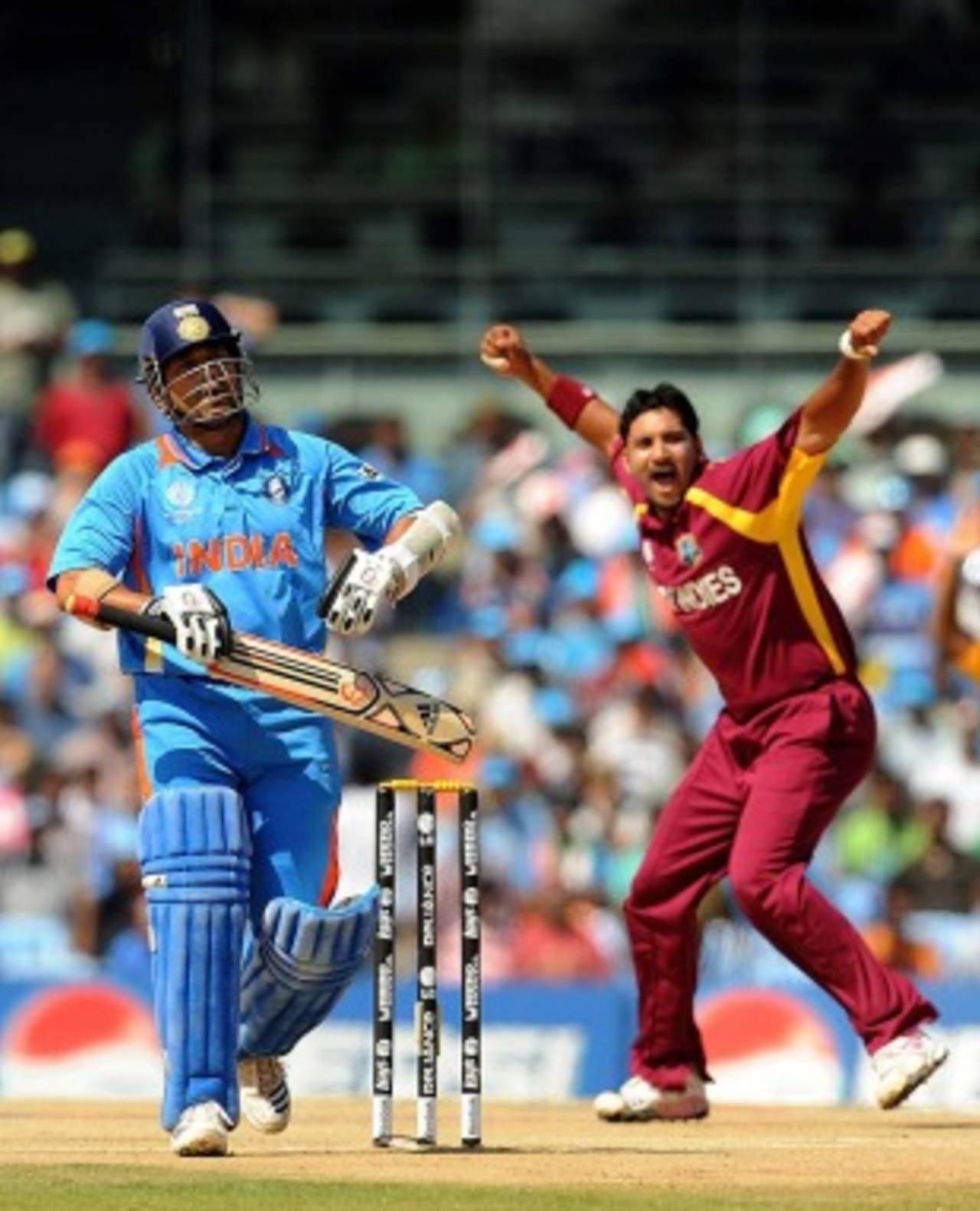Ravi Rampaul dismissed Sachin Tendulkar early, India v West Indies, Group B, World Cup 2011, Chennai, March 20, 2011