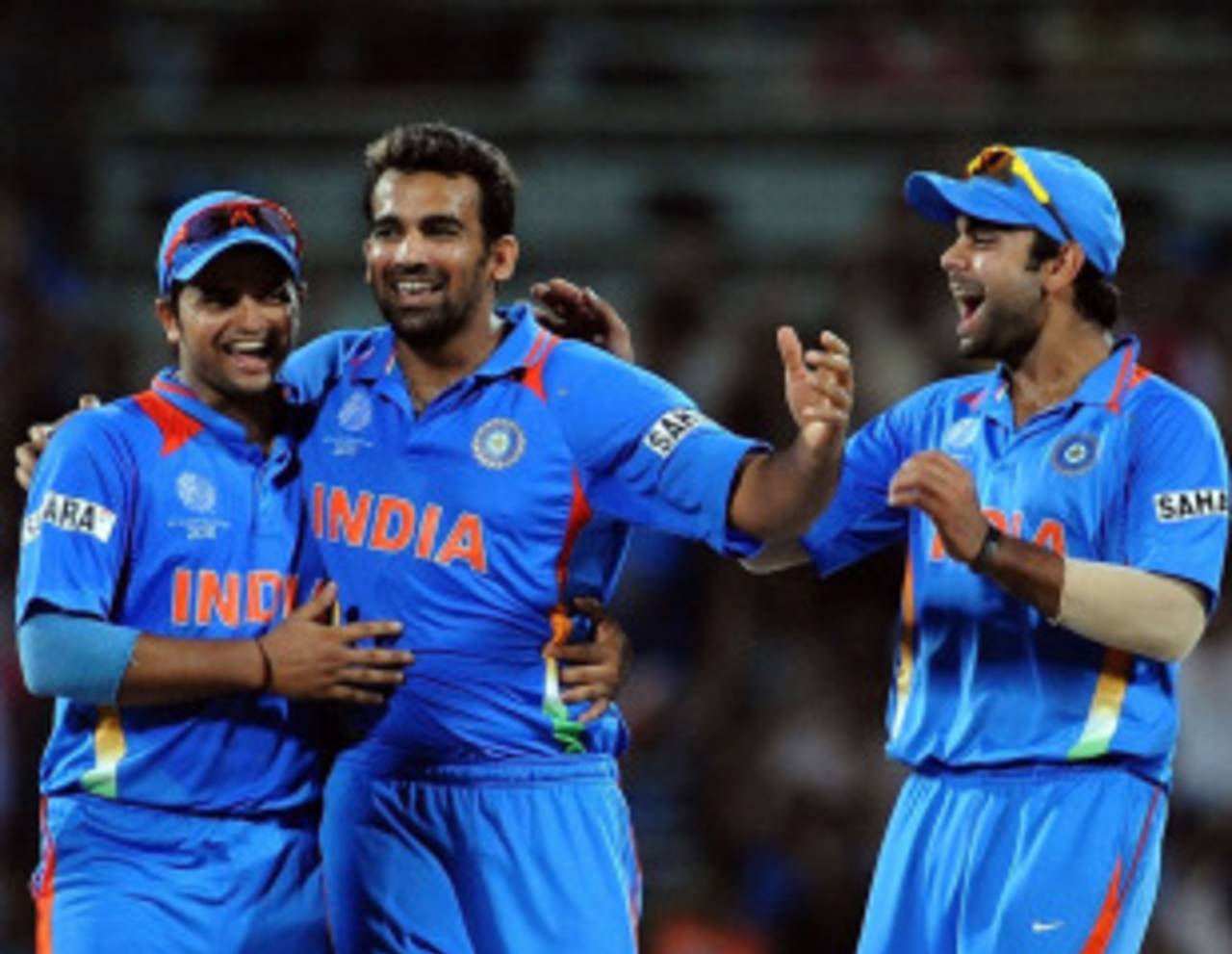 Zaheer Khan is congratulated on dismissing Devon Smith, India v West Indies, Group B, World Cup 2011, March 20, 2011