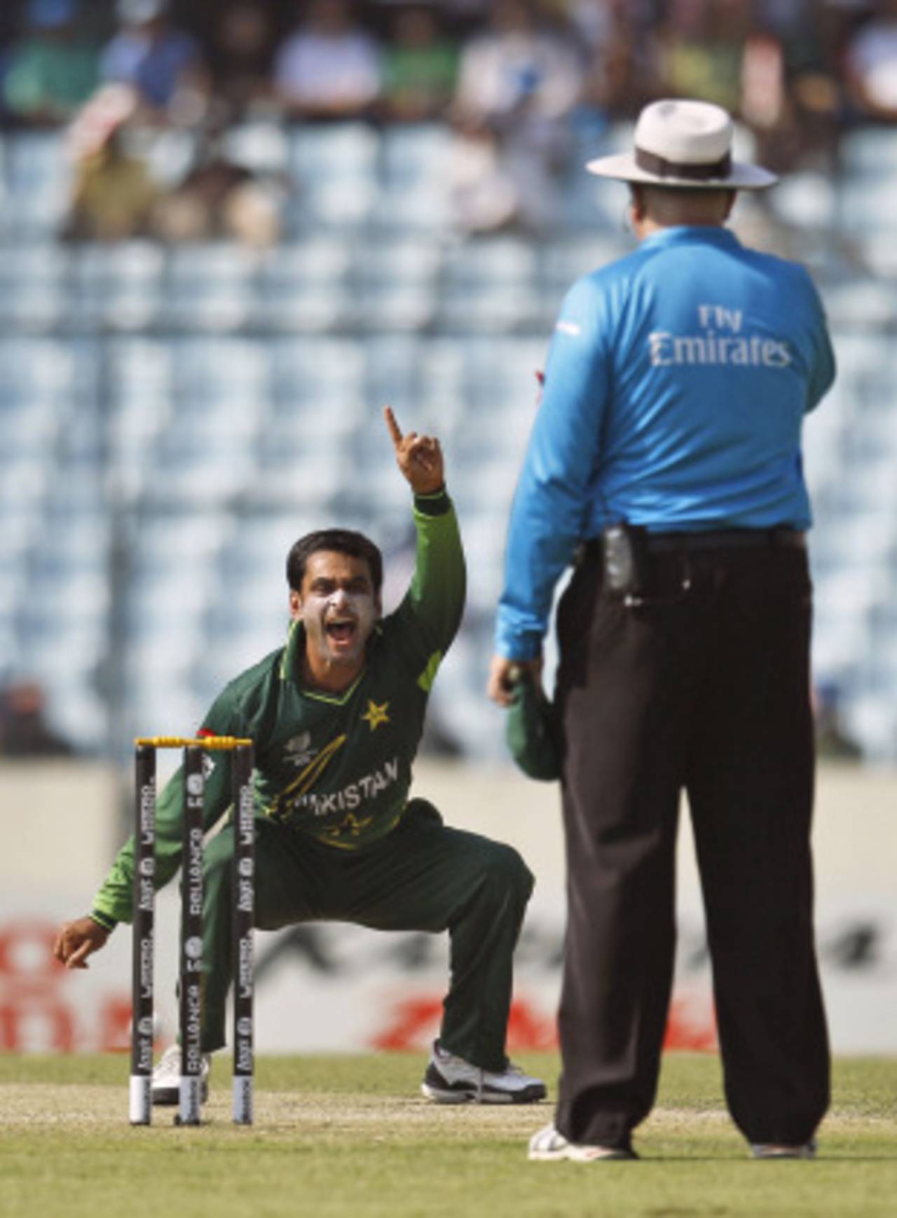 Mohammad Hafeez successfully appeals for the wicket of Darren Bravo, Pakistan v West Indies, 1st quarter-final, World Cup 2011, March 23, 2011