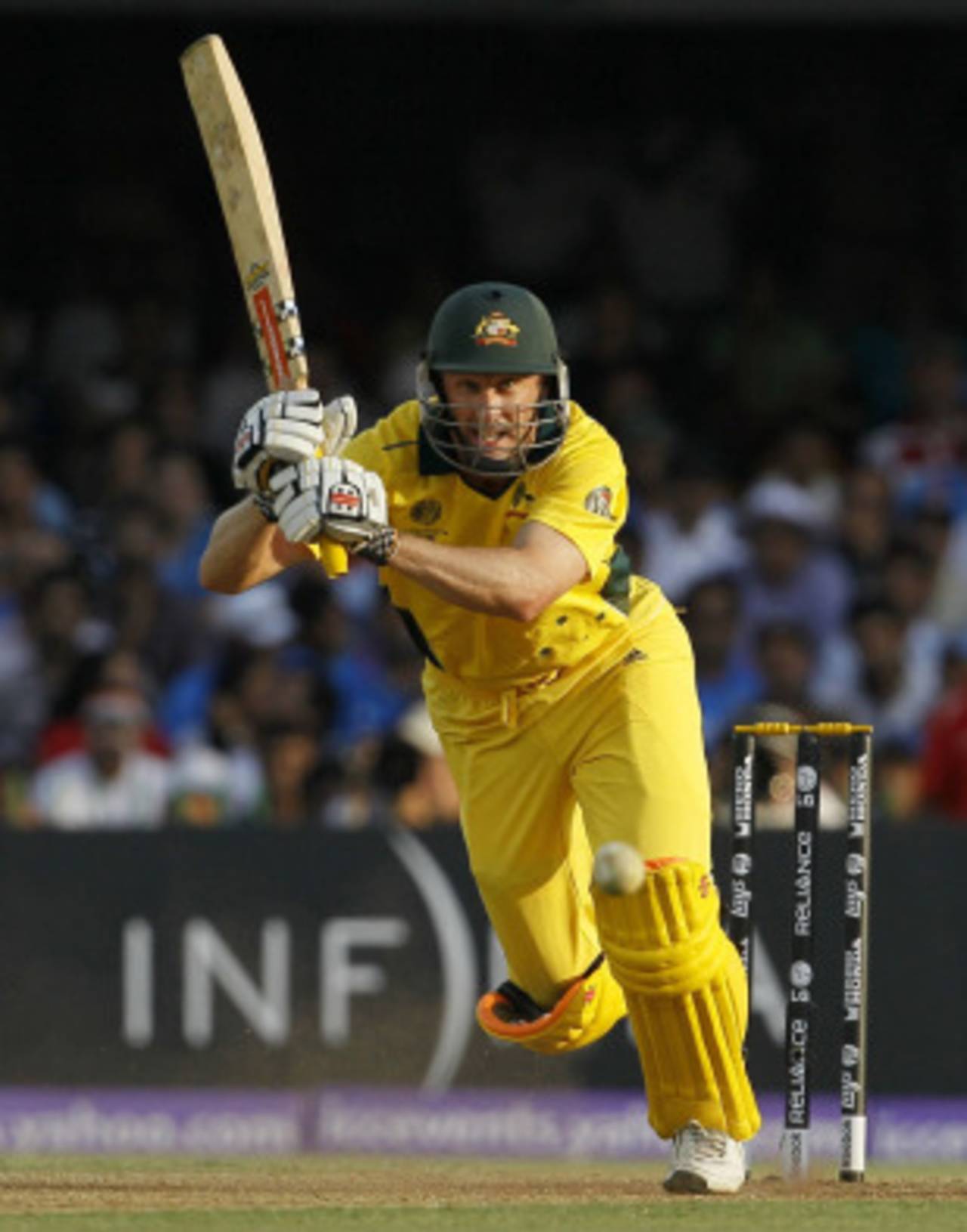 David Hussey got 38 off 26 balls, India v Australia, 2nd quarter-final, Ahmedabad, World Cup 2011, March 24, 2011
