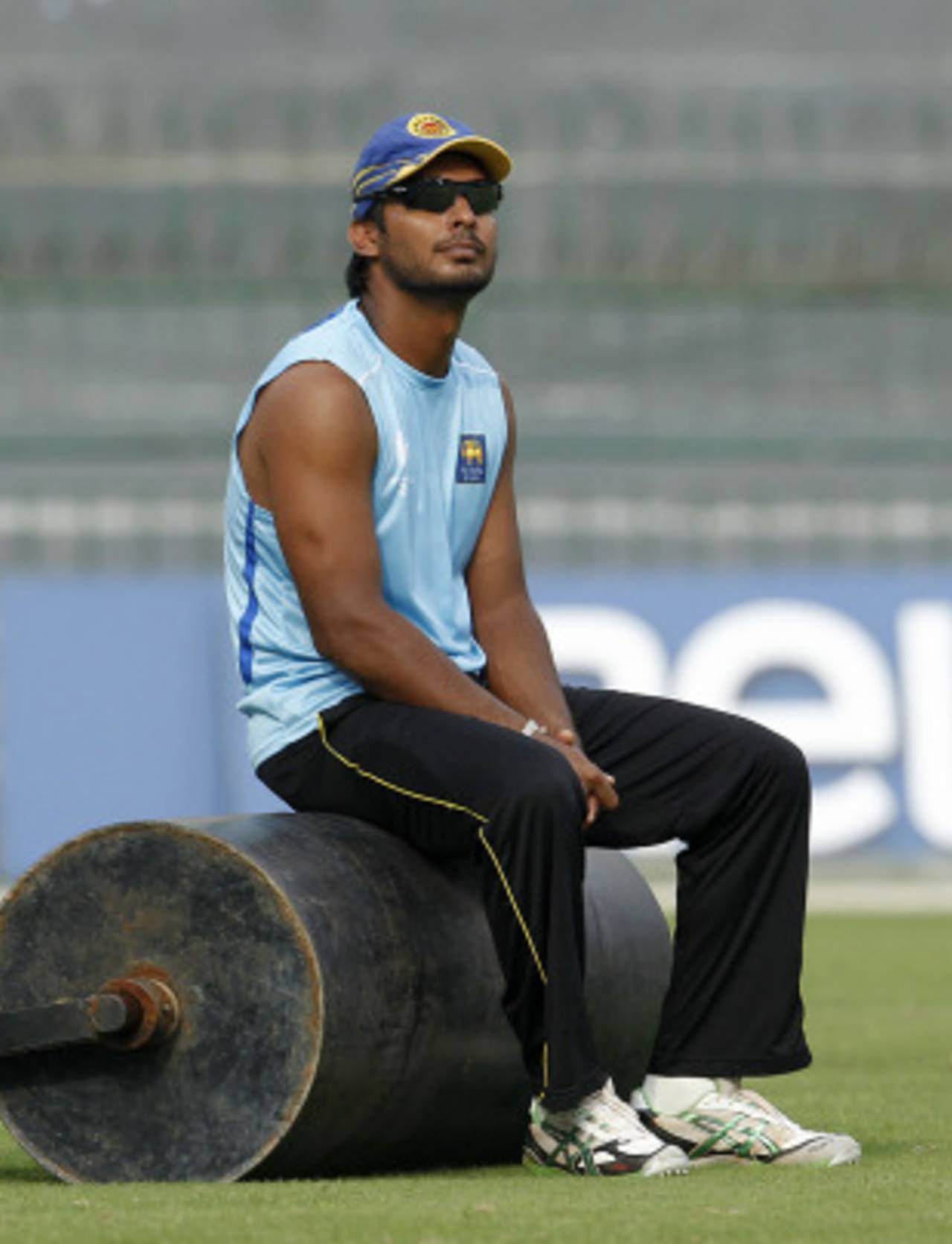 Kumar Sangakkara watches his team-mates train, Colombo, March 24, 2011