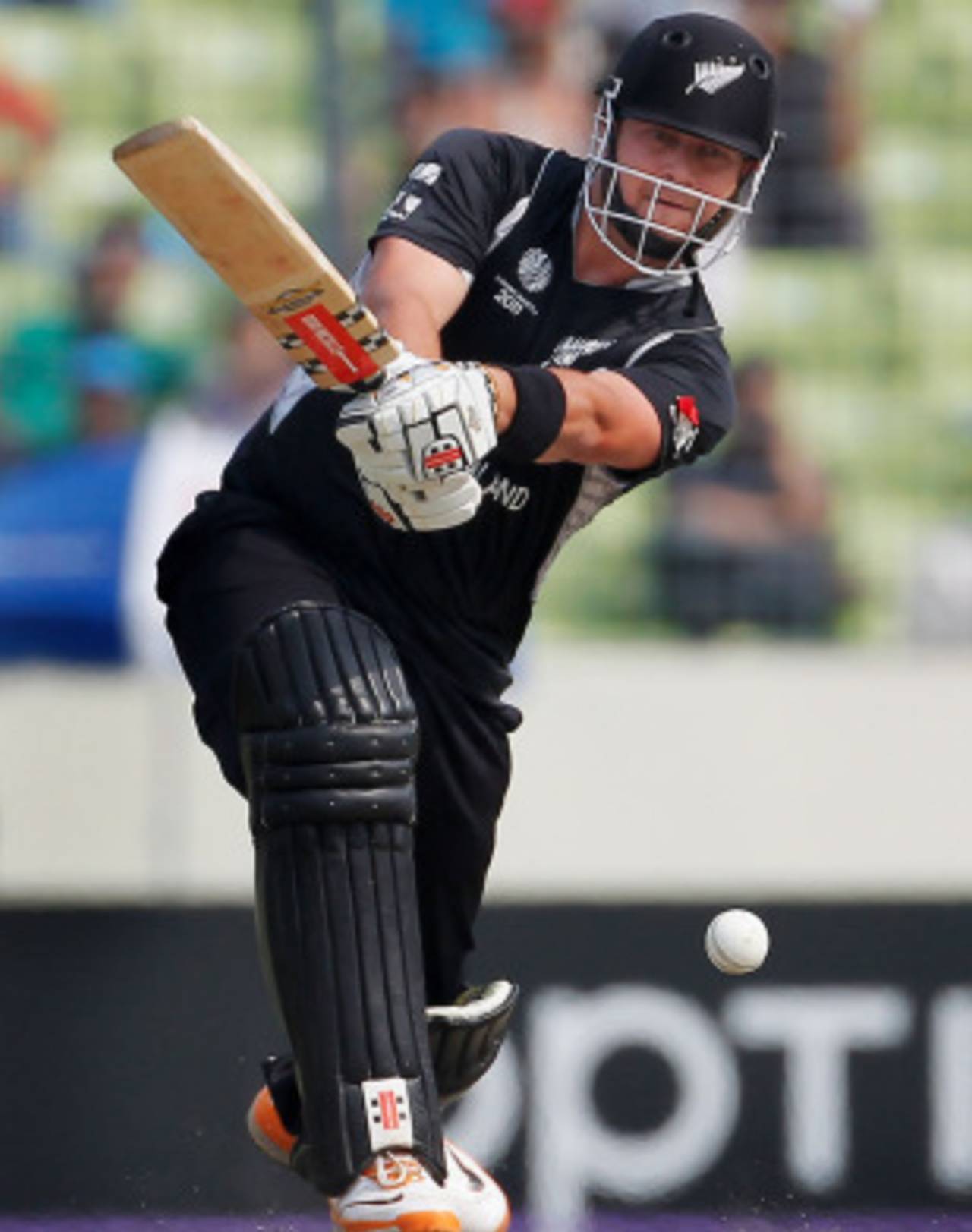 Jesse Ryder hits down the ground, New Zealand v South Africa, 3rd quarter-final, Mirpur, World Cup 2011, March 25, 2011