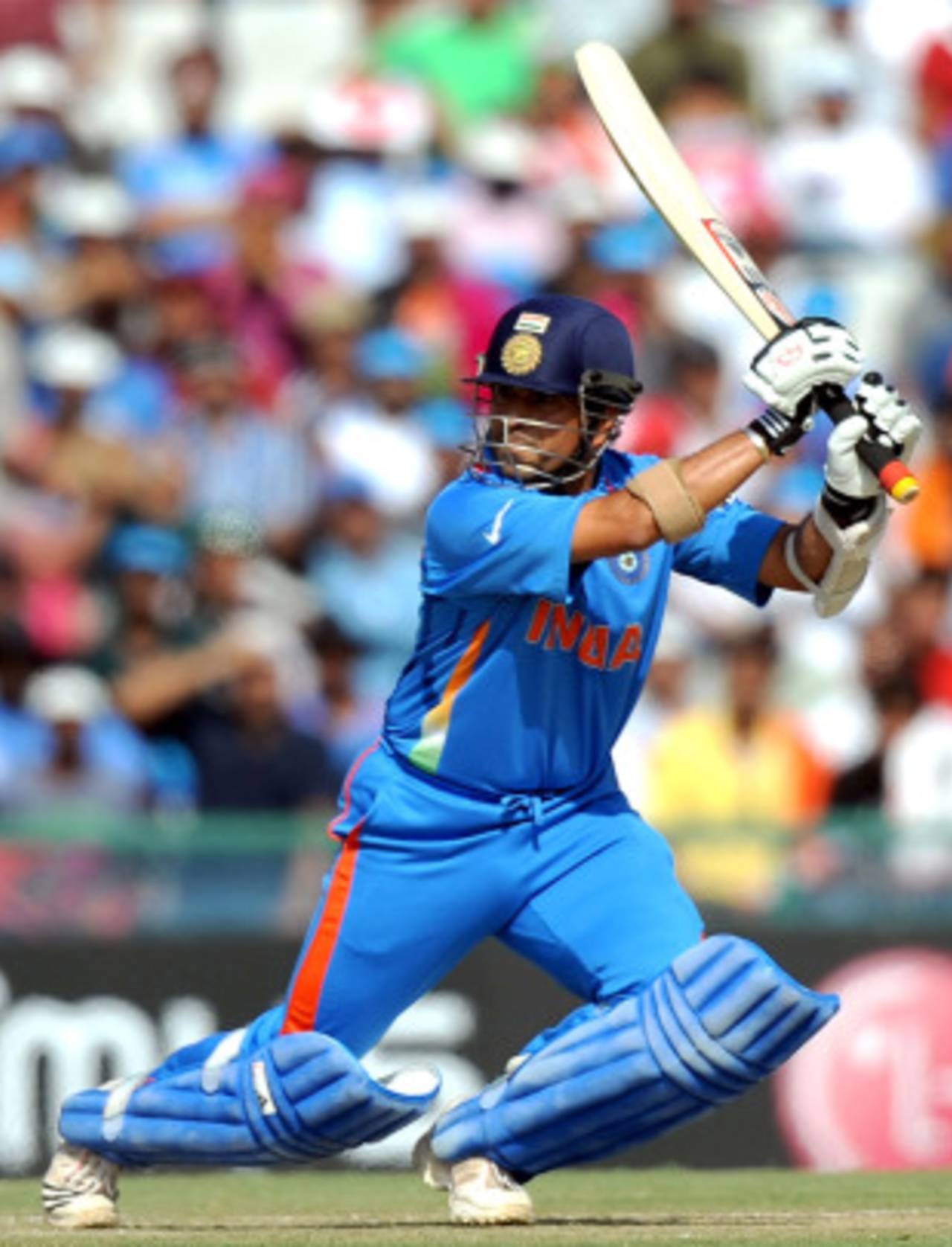 Sachin Tendulkar got to a fifty off 67 balls, India v Pakistan, 2nd semi-final, World Cup 2011, Mohali, March 30, 2011