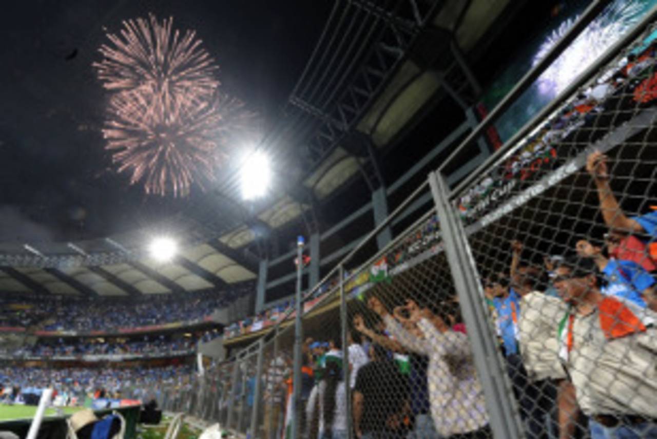 The inability to set off fireworks after 10 pm was one of the reasons the final was shifted out of Mumbai&nbsp;&nbsp;&bull;&nbsp;&nbsp;AFP