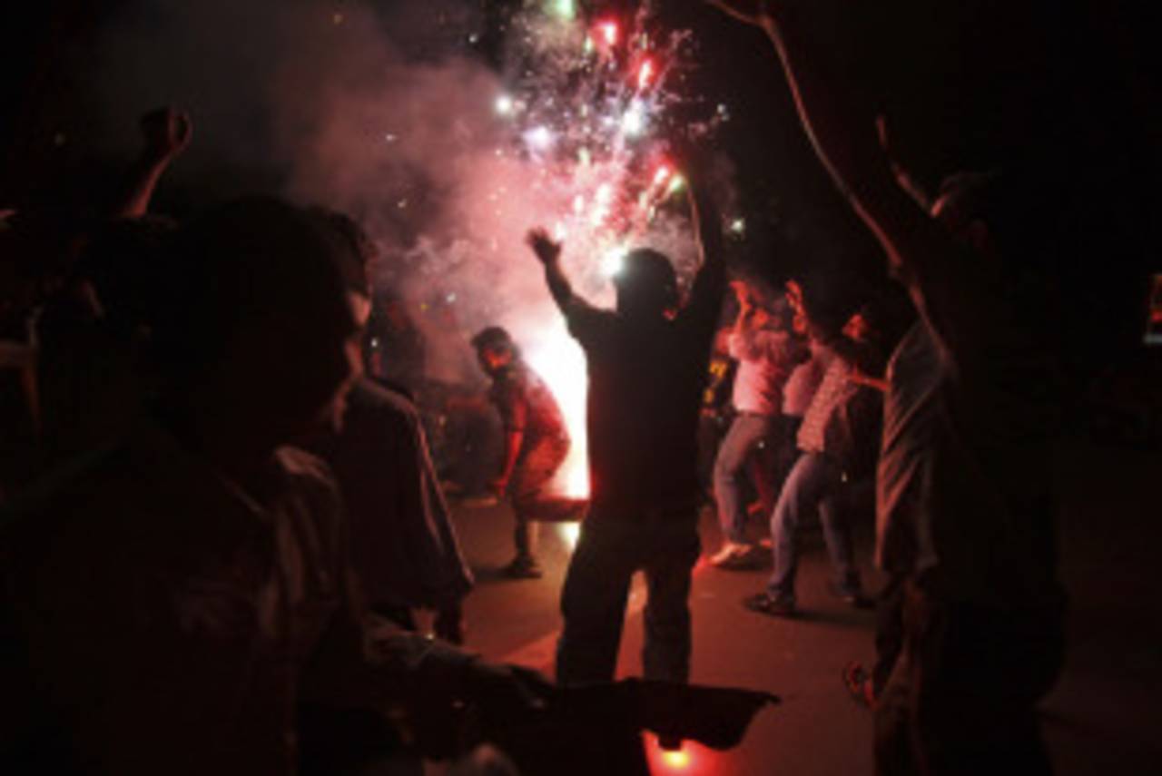 Celebrations of India's World Cup win spread right up to Jammu, April 2, 2011